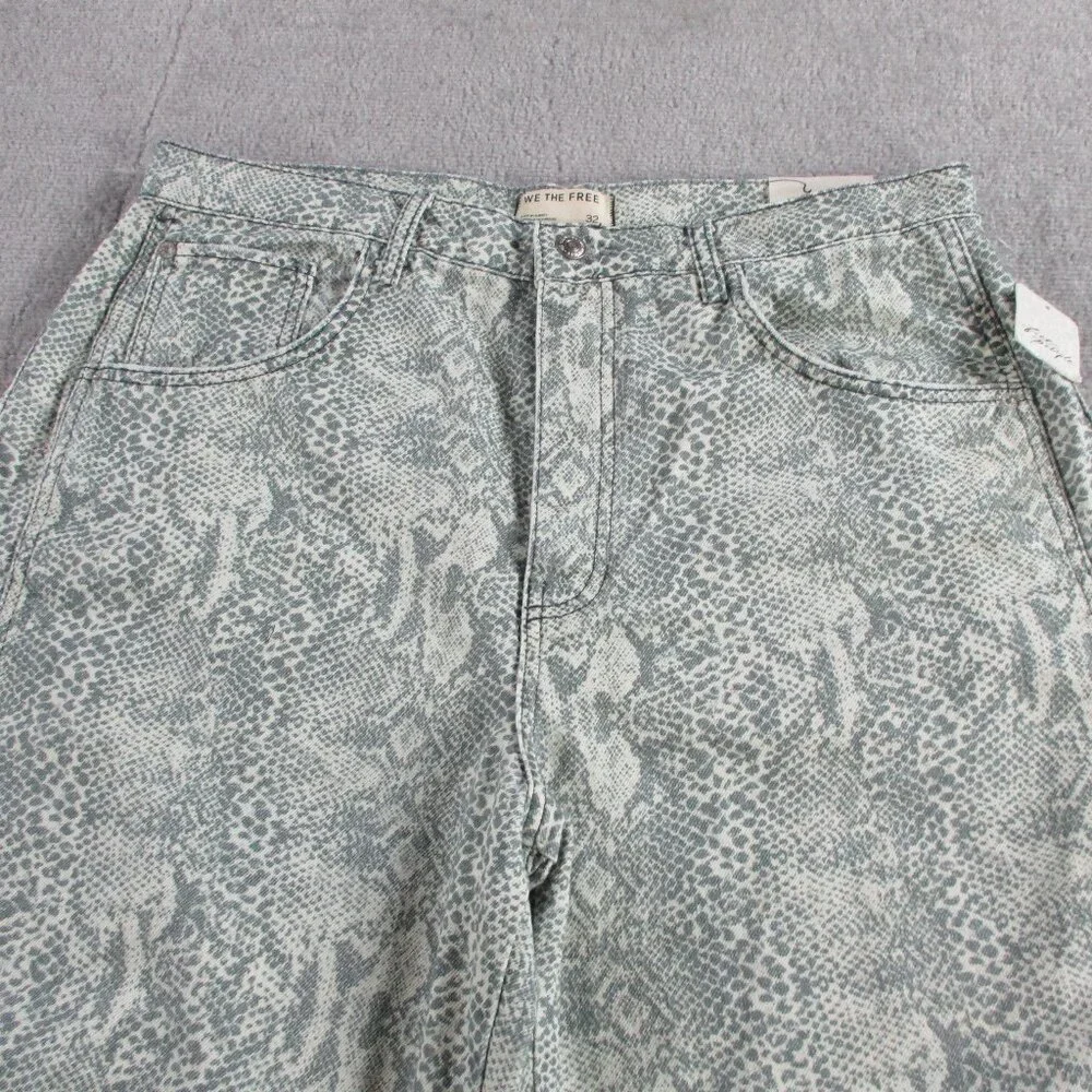 We The Free Jeans Womens 32 Snake Print Good Luck Barrel Wide Leg Pants NEW - Picture 3 of 15